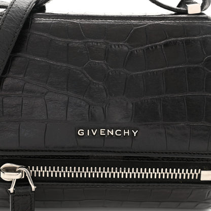 Givenchy Calfskin Crocodile Embossed Mini Pandora Box Crossbody Bag Black 8 of 14