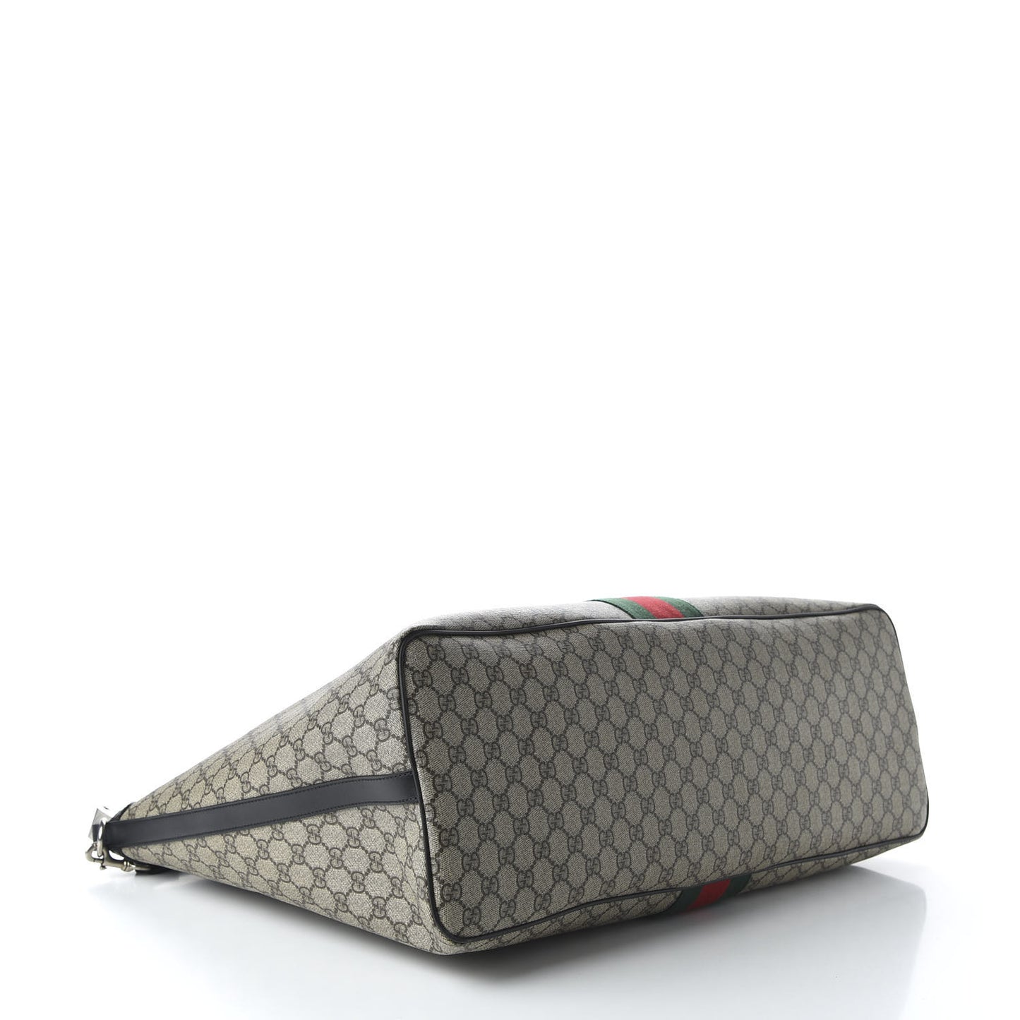 GG Supreme Monogram Web Large Zippered Tote Beige Black