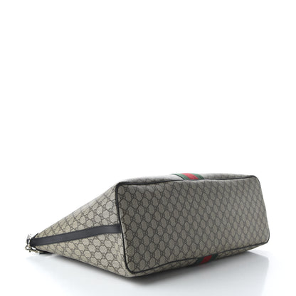 Gucci GG Supreme Monogram Web Large Zippered Tote Beige Black 4 of 10