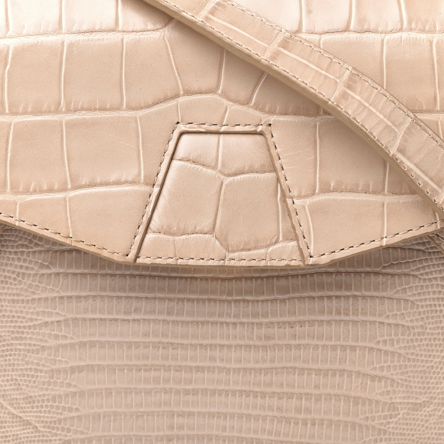 Alexander Wang Crocodile Lizard Embossed Calfskin Tri-Fold Shoulder Bag Almond 9 of 9