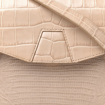 Alexander Wang Crocodile Lizard Embossed Calfskin Tri-Fold Shoulder Bag Almond 9 of 9