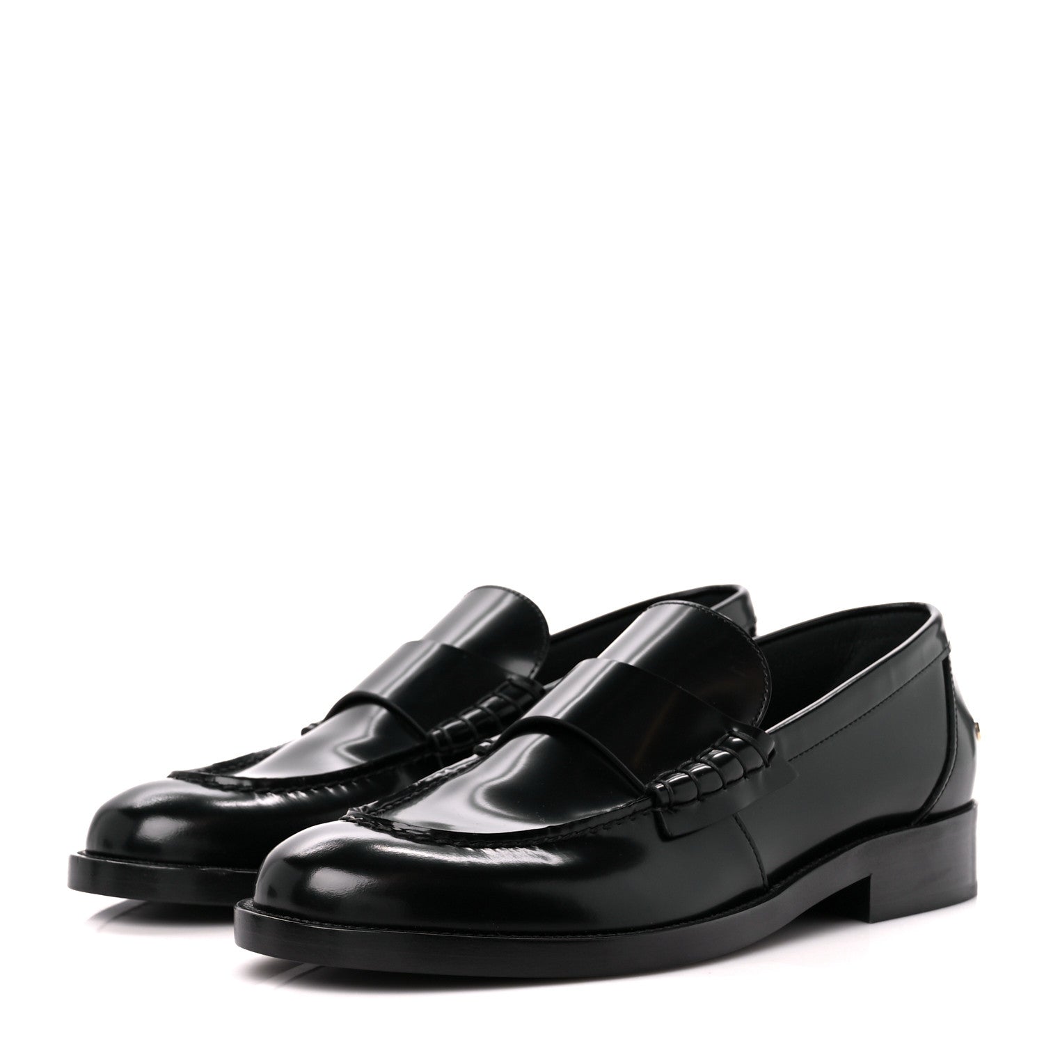 Chanel Shiny Calfskin Logo Loafers 39 Black 3 of 11
