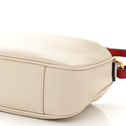 Gucci Softy Wonka Textured Dollar Calfskin Small Diana Shoulder Bag Mystic White Hibiscus Red 10 of 10