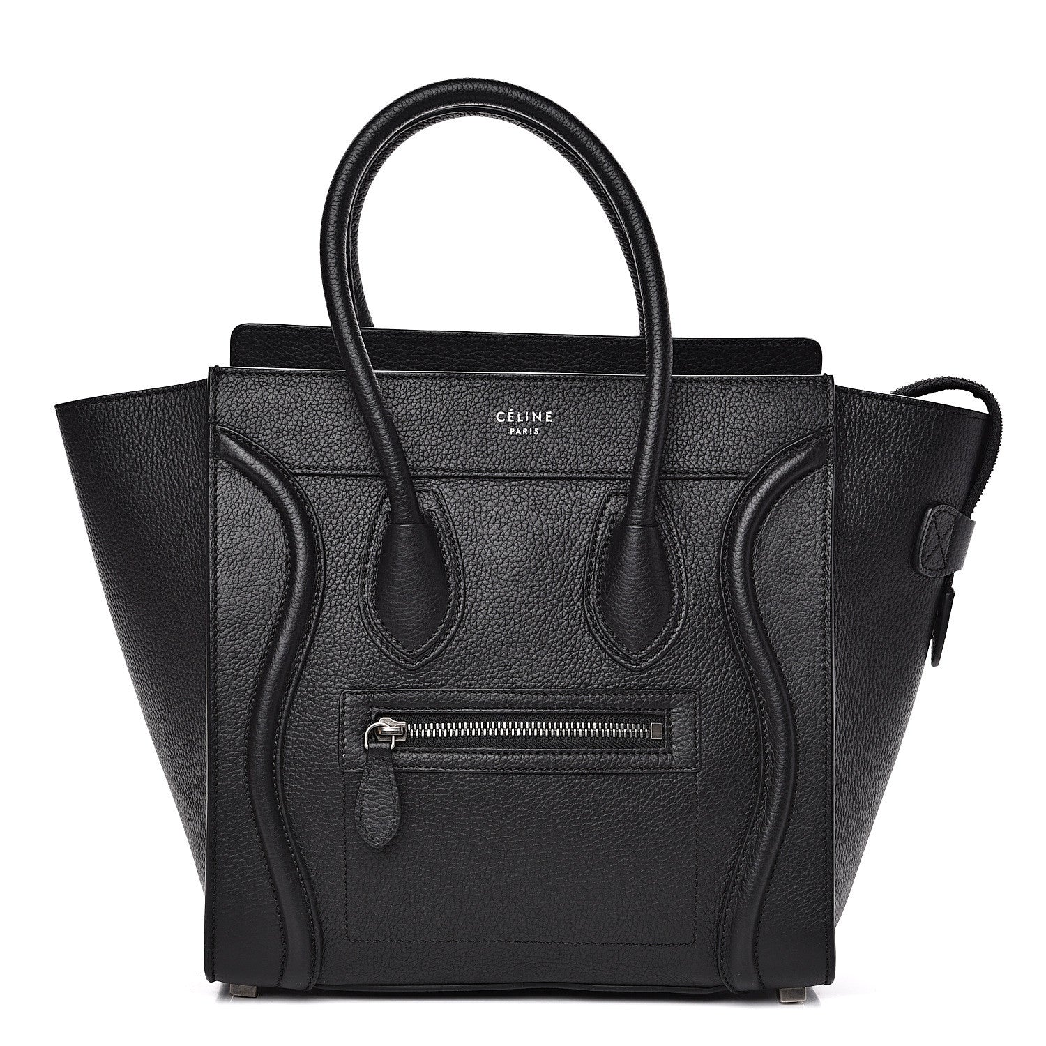 Celine Drummed Calfskin Micro Luggage Black 1 of 10