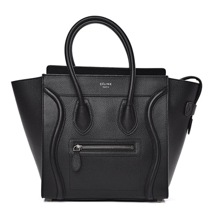 Celine Drummed Calfskin Micro Luggage Black 1 of 10