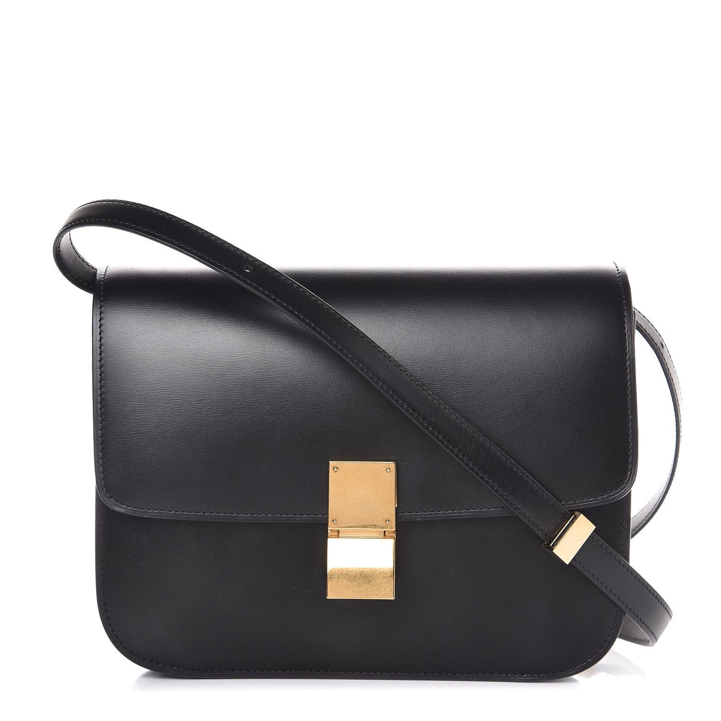 Box Calfskin Medium Classic Box Flap Bag Black