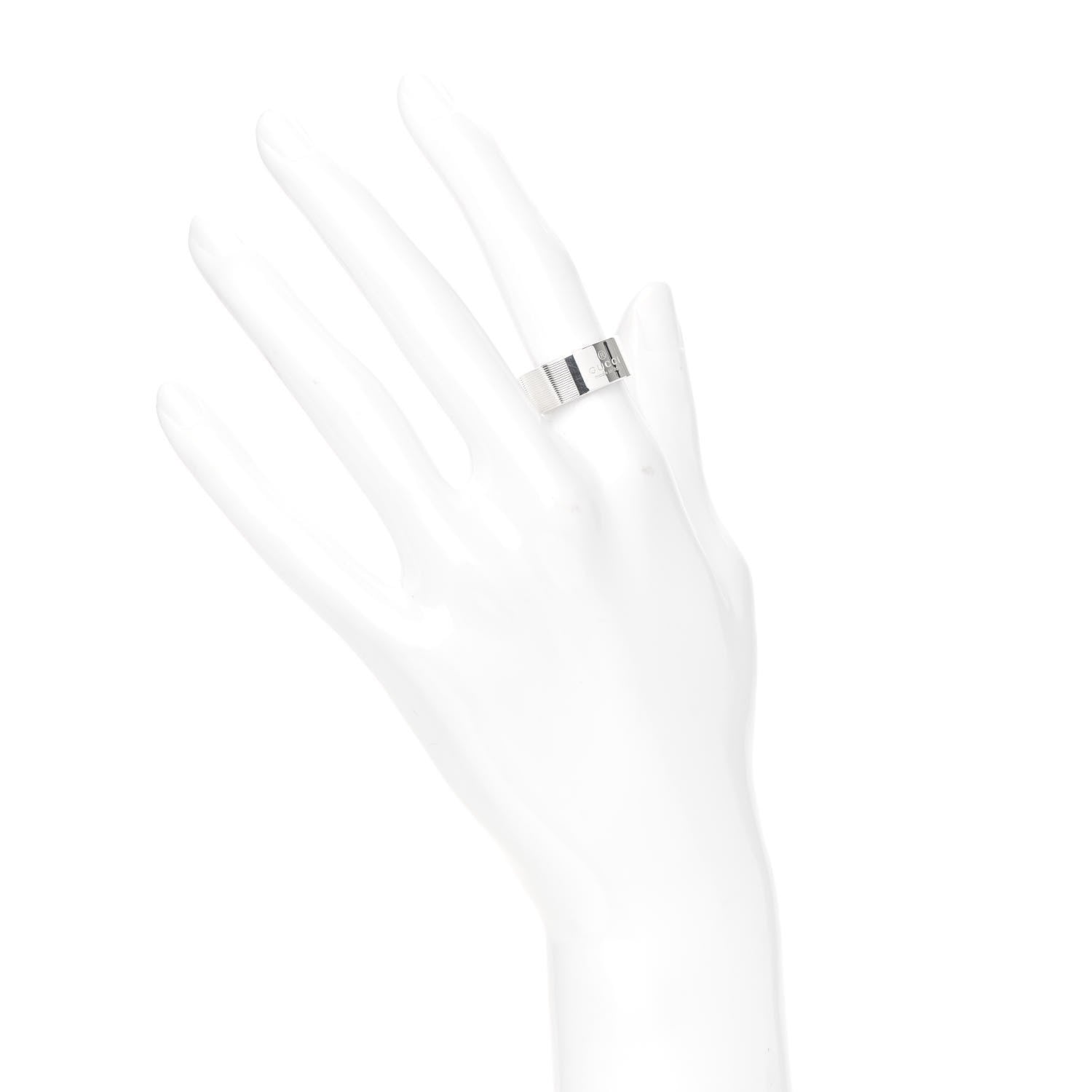 Gucci Sterling Silver 8mm Signature Band Ring 52 6 2 of 6