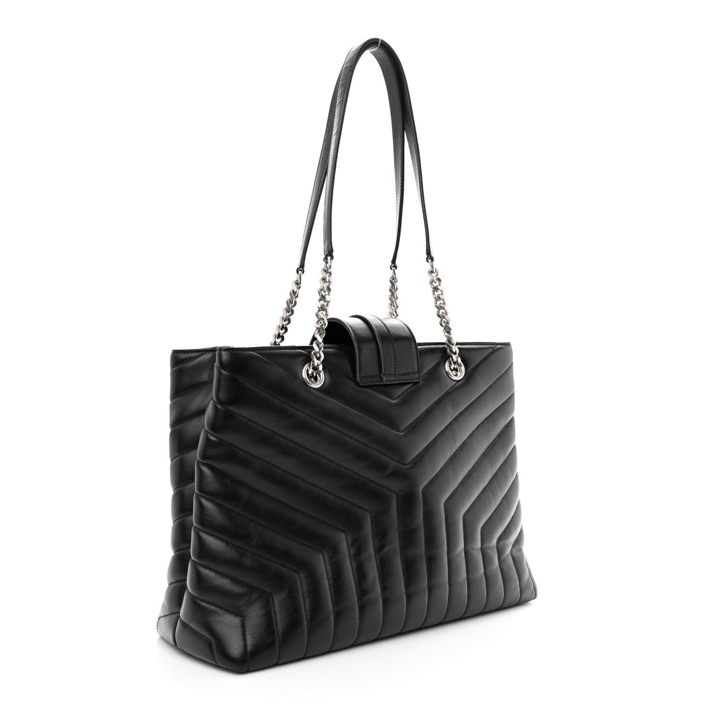 Calfskin Y Quilted Monogram Large Loulou Shopper Black