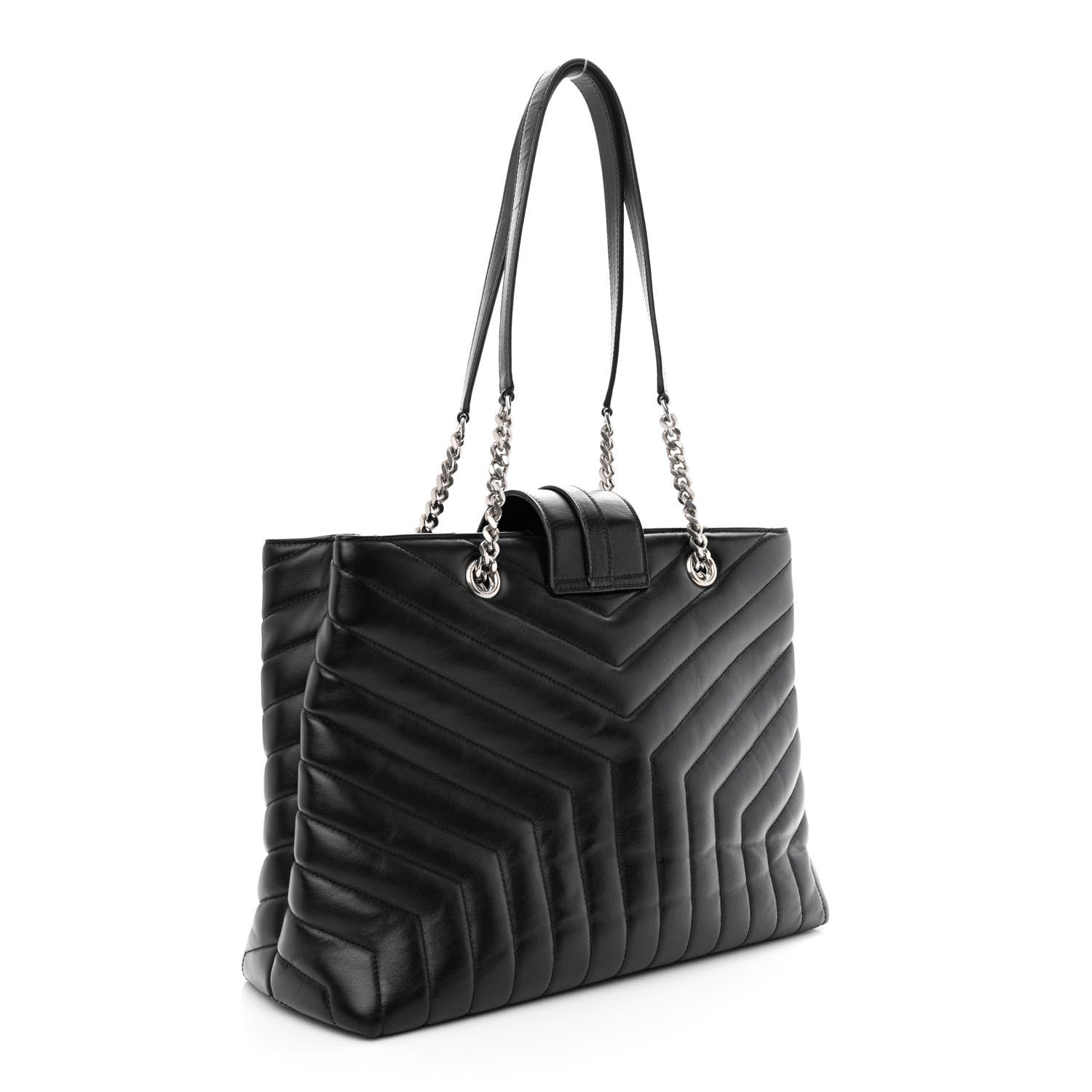 Saint Laurent Calfskin Y Quilted Monogram Large Loulou Shopper Black 3 of 10