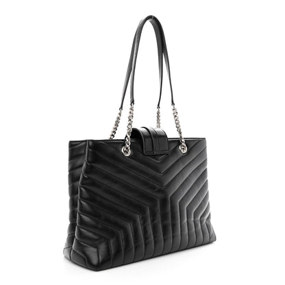 Saint Laurent Calfskin Y Quilted Monogram Large Loulou Shopper Black 3 of 10