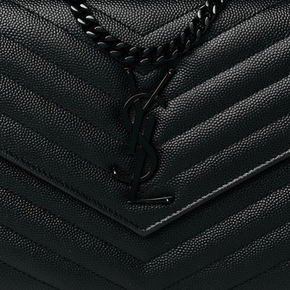 Saint Laurent Grain De Poudre Matelasse Chevron Monogram Chain Wallet Black 7 of 11