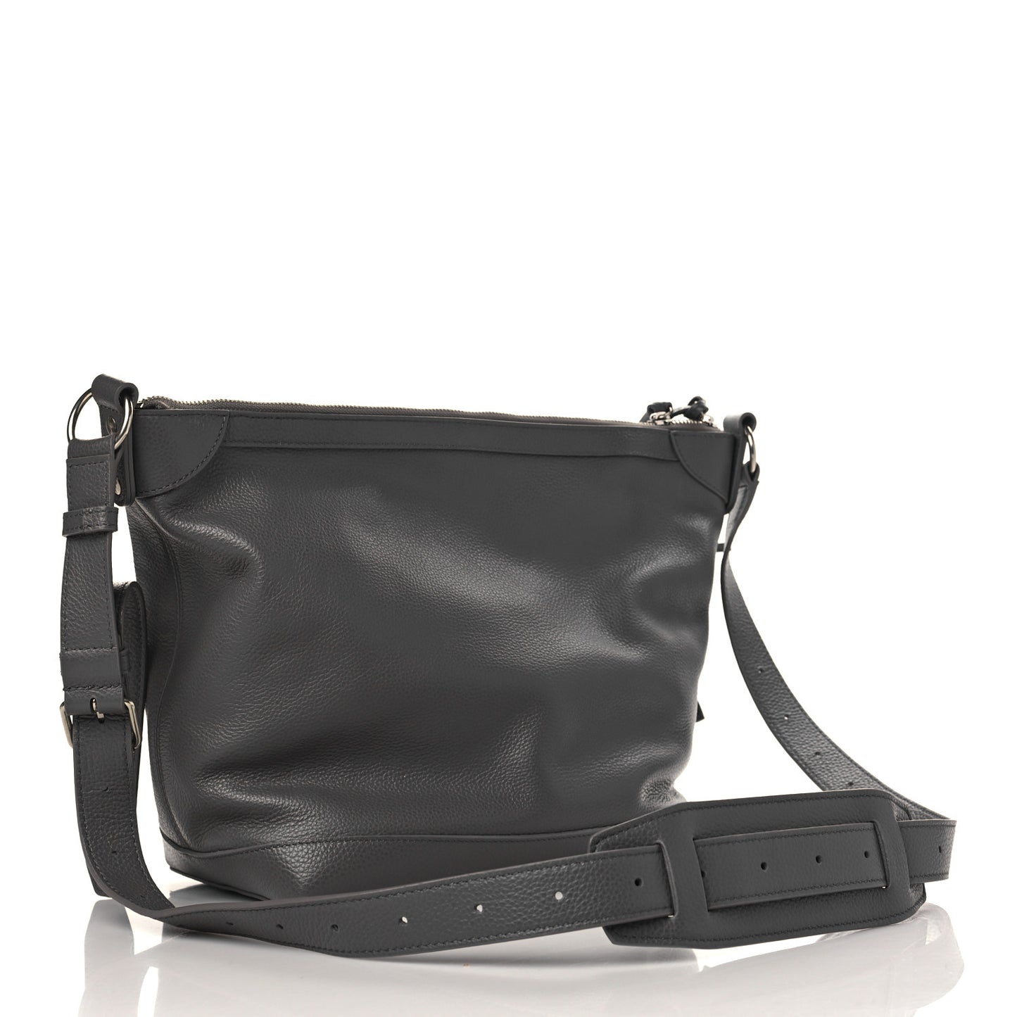 Grained Calfskin Silver Hardware Small Neo Classic Hobo Dark Grey