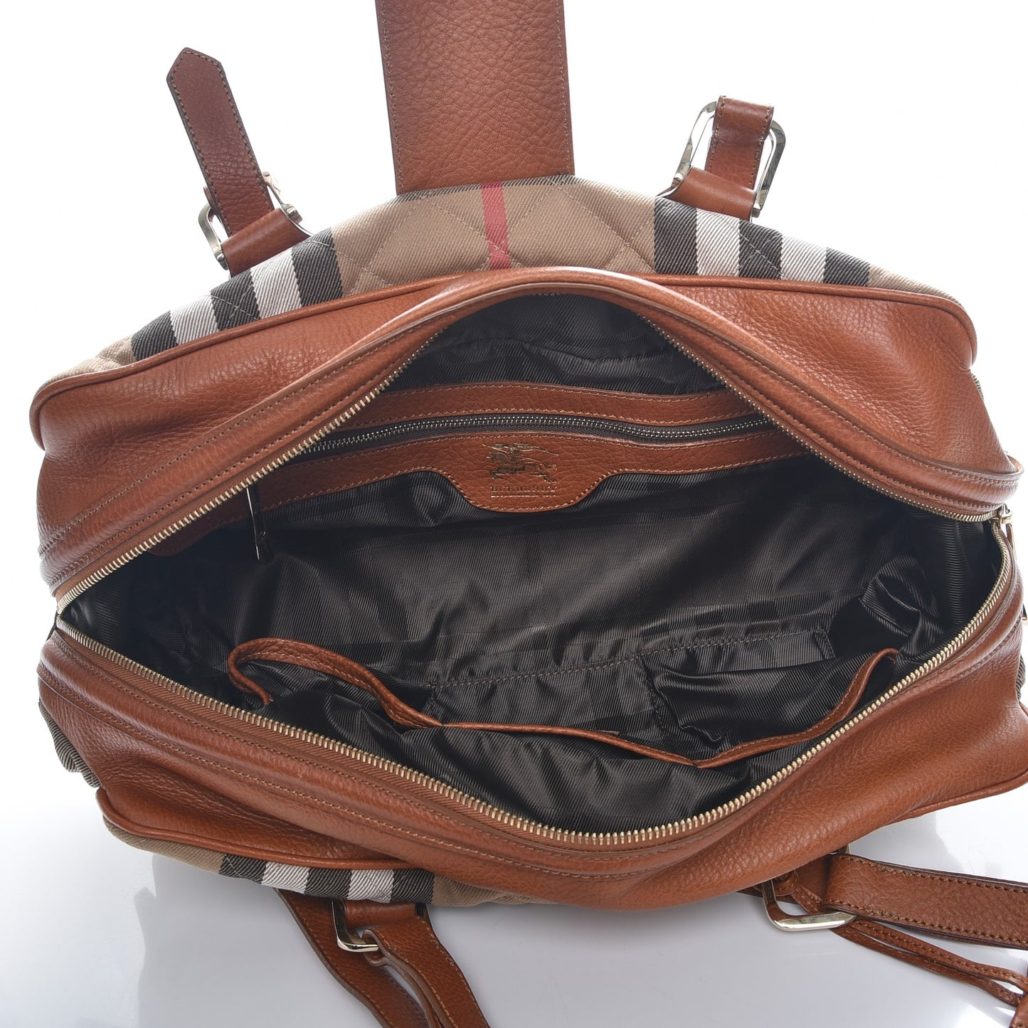 House Check Quilted Satchel Brown