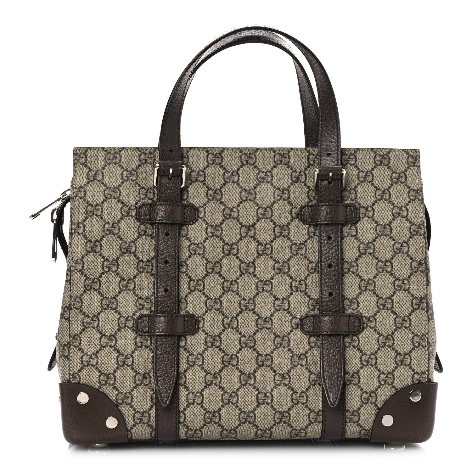 Gucci GG Supreme Monogram Textured Dollar Calfskin Small Detail Tote Beige Ebony New Acero 1 of 15