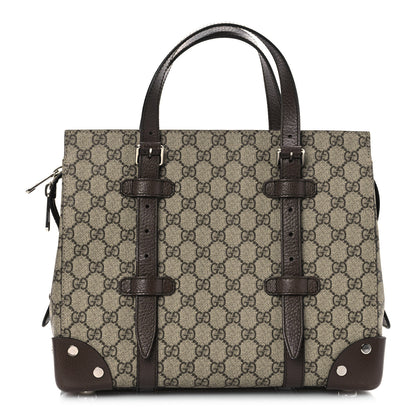 Gucci GG Supreme Monogram Textured Dollar Calfskin Small Detail Tote Beige Ebony New Acero 1 of 15
