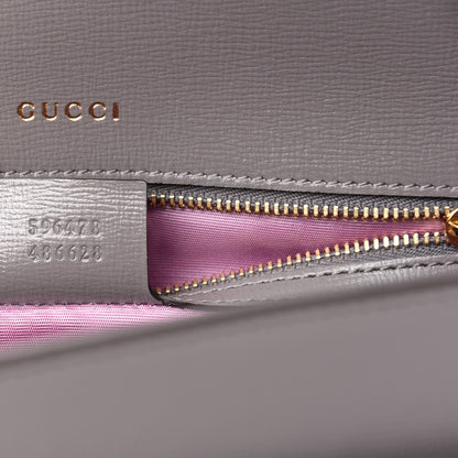 Gucci Textured Calfskin Silk Scarf Medium Torchon GG Ring Shoulder Bag Grey 7 of 11