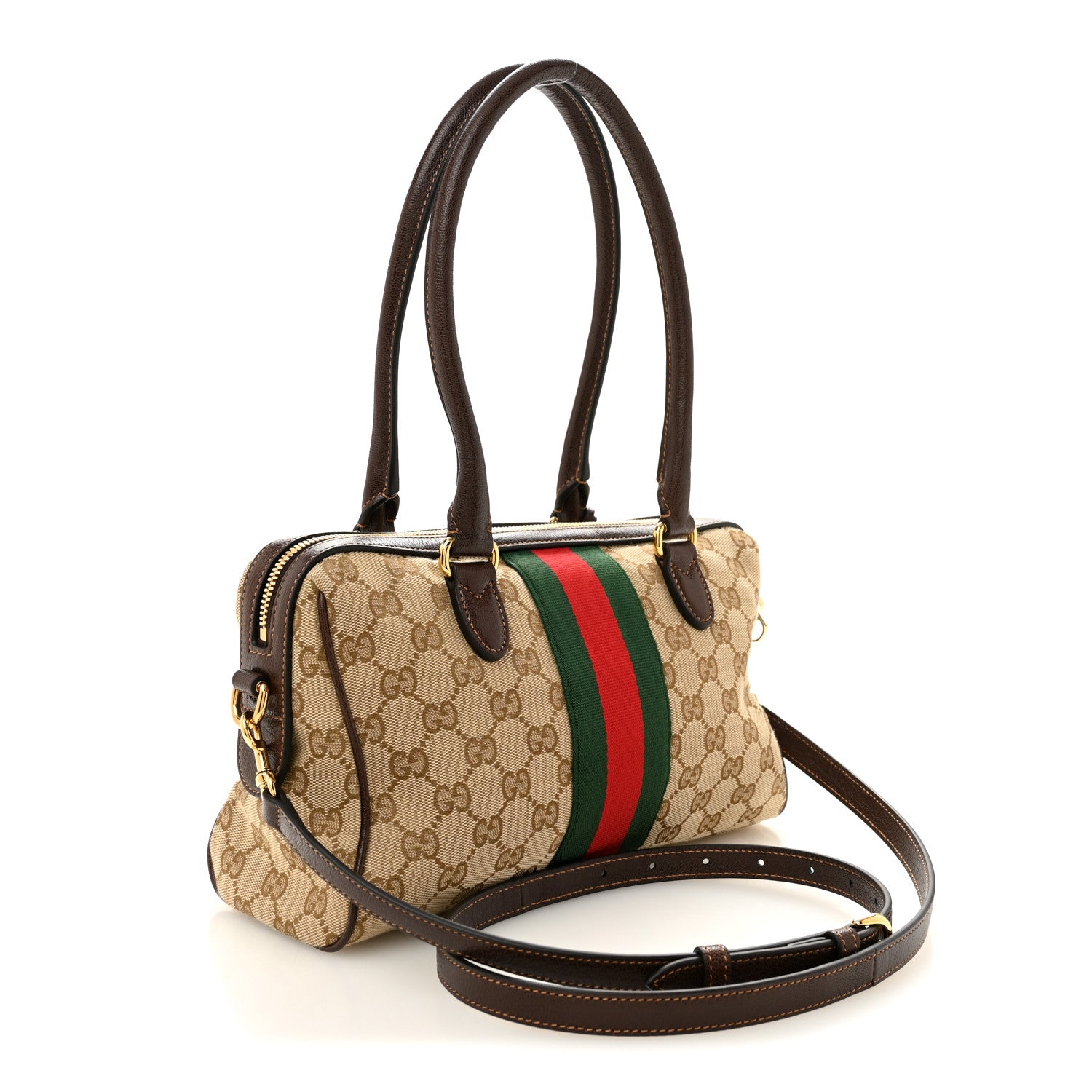 Gucci GG Monogram Web Medium Borsetto Boston Sand Brown 3 of 11