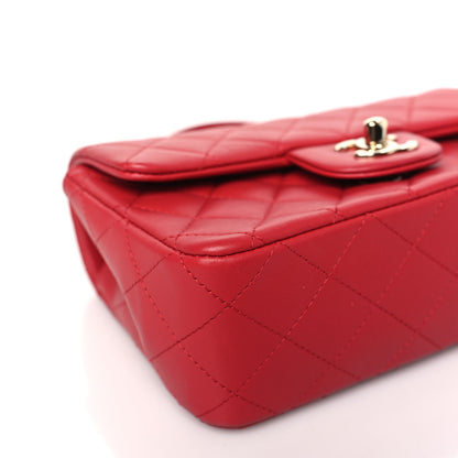 Chanel Lambskin Quilted Mini Top Handle Rectangular Flap Red 8 of 11