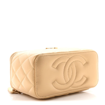 Chanel Metallic Lambskin Quilted Sweetheart Vanity Case Gold 3 of 10
