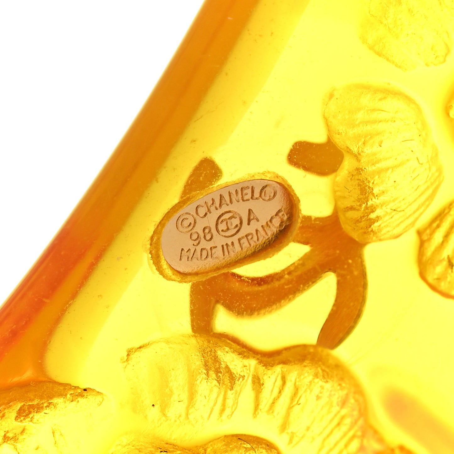 Resin CC Clover Camellia Bangle Bracelet Yellow