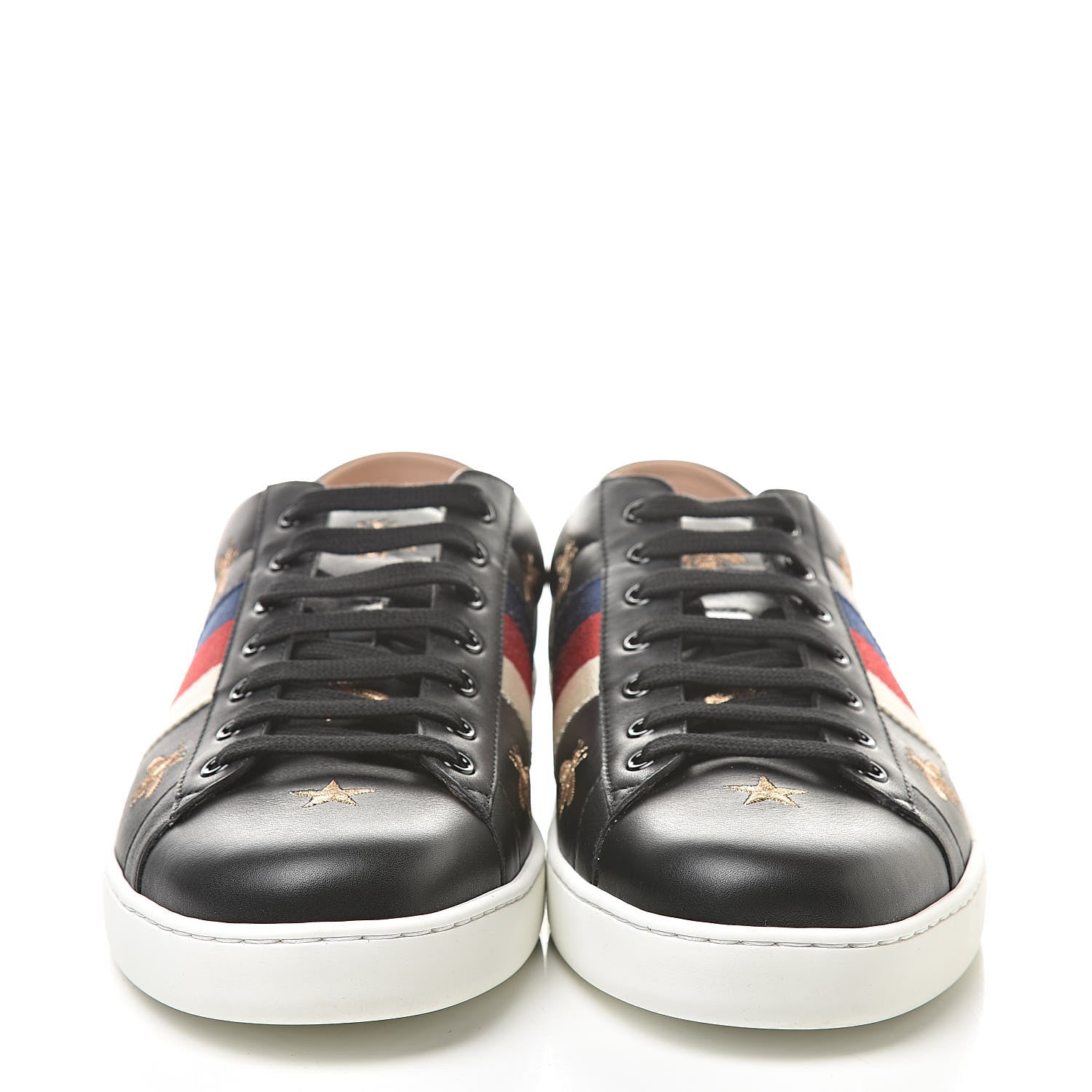 Gucci Calfskin Bee Star Embroidered Mens Sylvie Web Ace Sneakers 12 Black 2 of 8