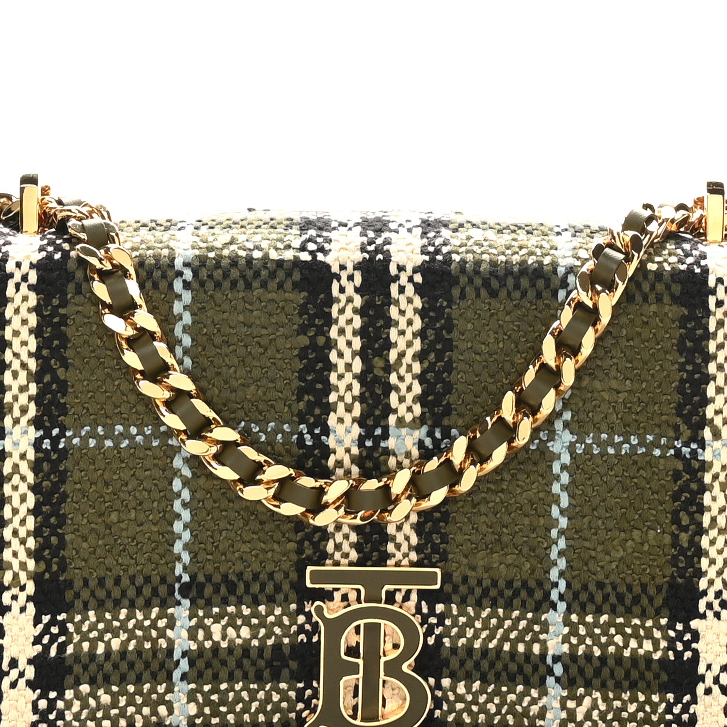 Burberry Calfskin Boucle Check Small Lola Chain Bag Olive Green 7 of 9