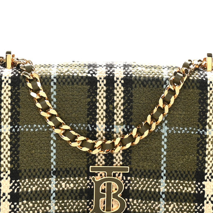 Burberry Calfskin Boucle Check Small Lola Chain Bag Olive Green 7 of 9