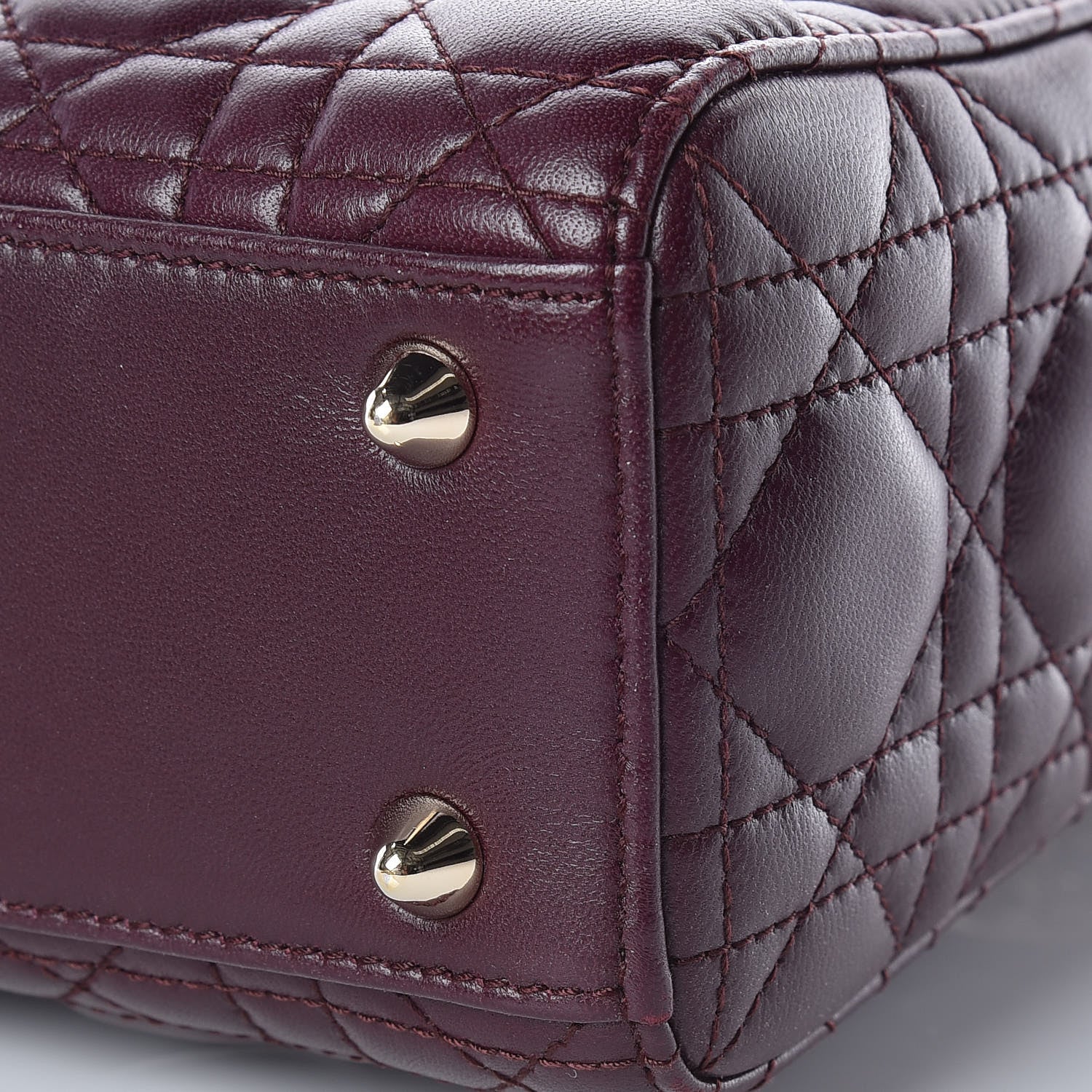 Christian Dior Lambskin Cannage Small Lucky Badges My Lady Dior Burgundy 9 of 14