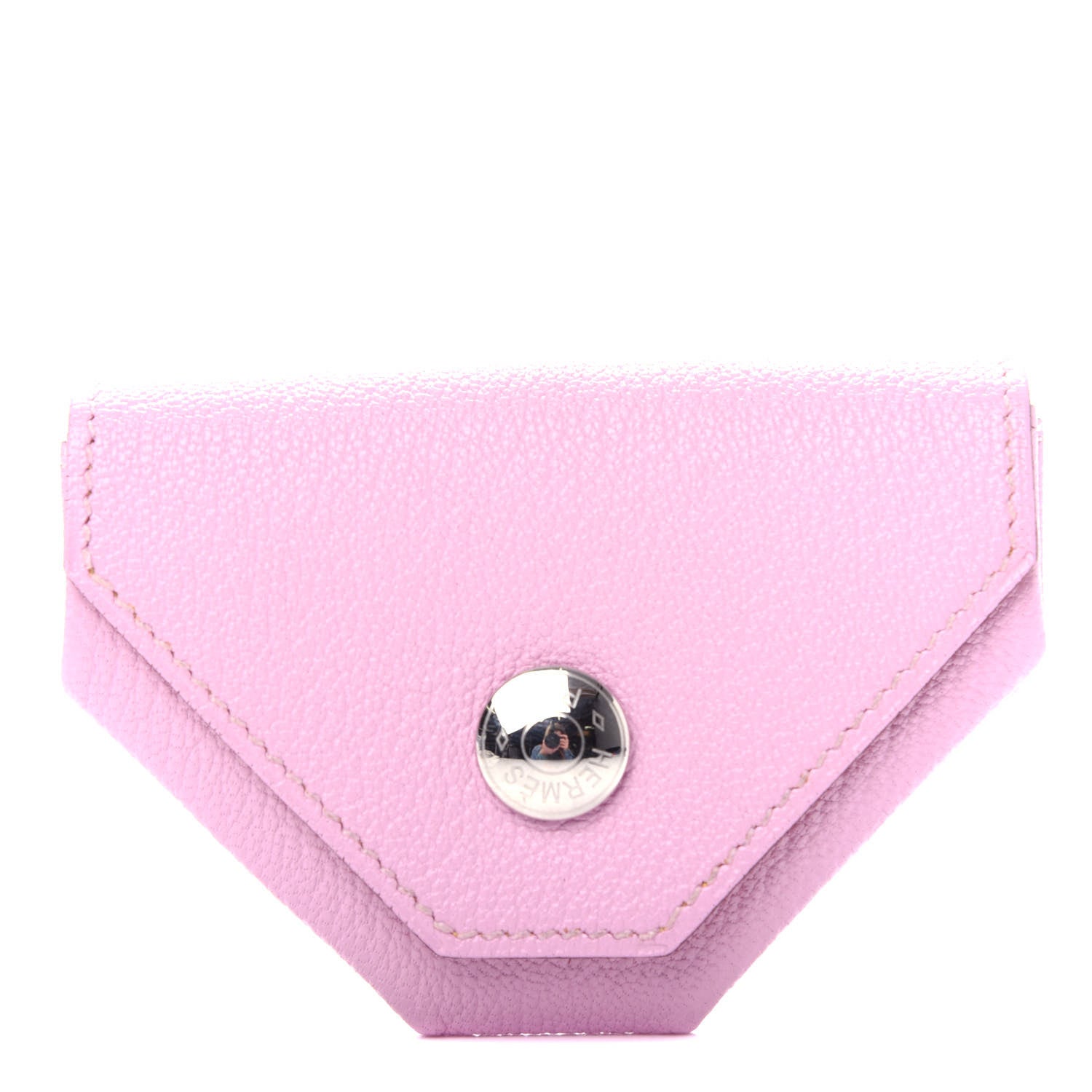 Hermes Chevre Mysore Le 24 Coin Purse Mauve Sylvestre Jaune De Naples 1 of 6