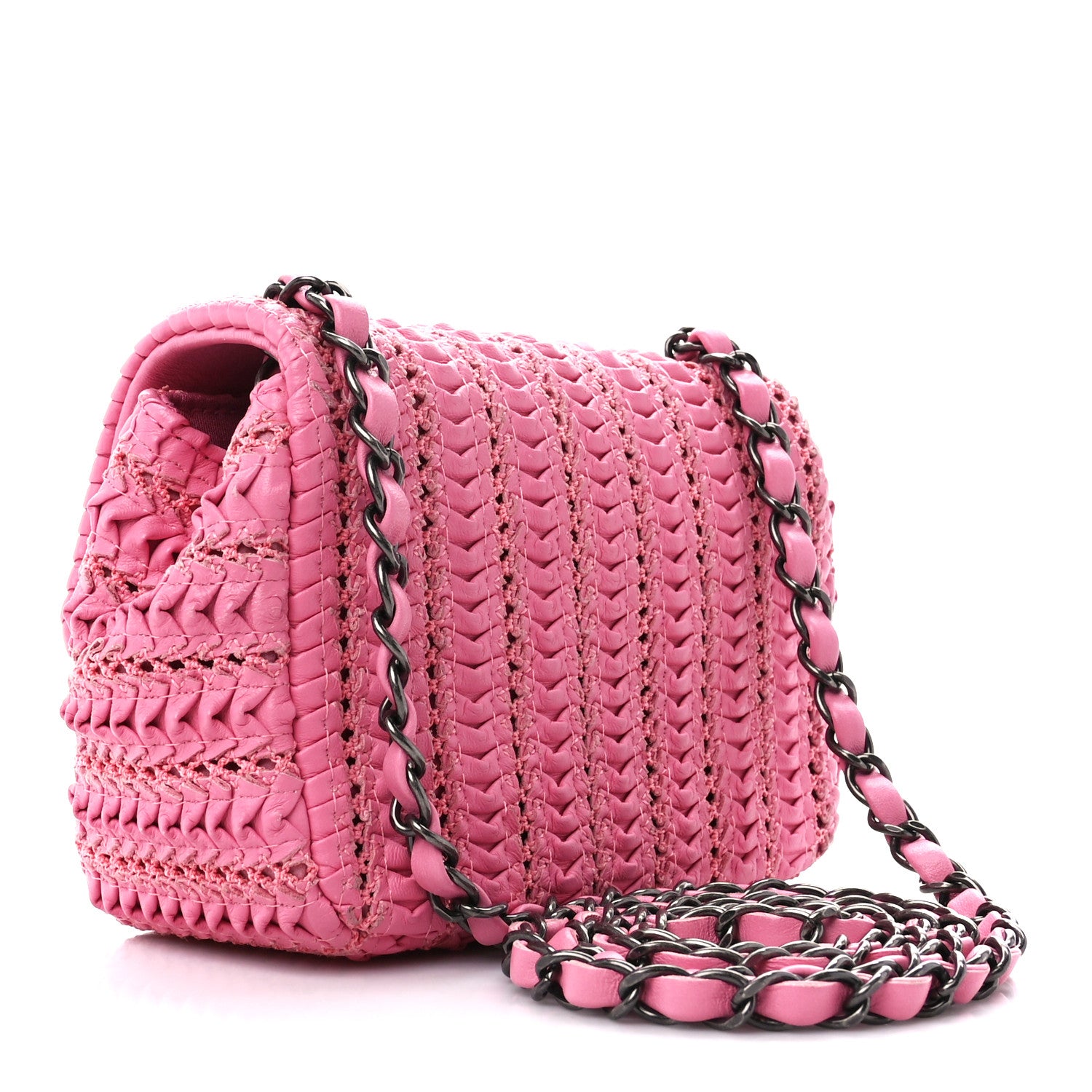 Chanel Lambskin Crochet Embroidered Mini Flap Pink 4 of 12