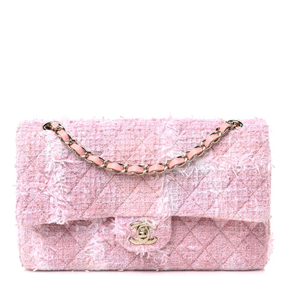 Chanel Tweed Medium Double Flap Light Pink White 1 of 10