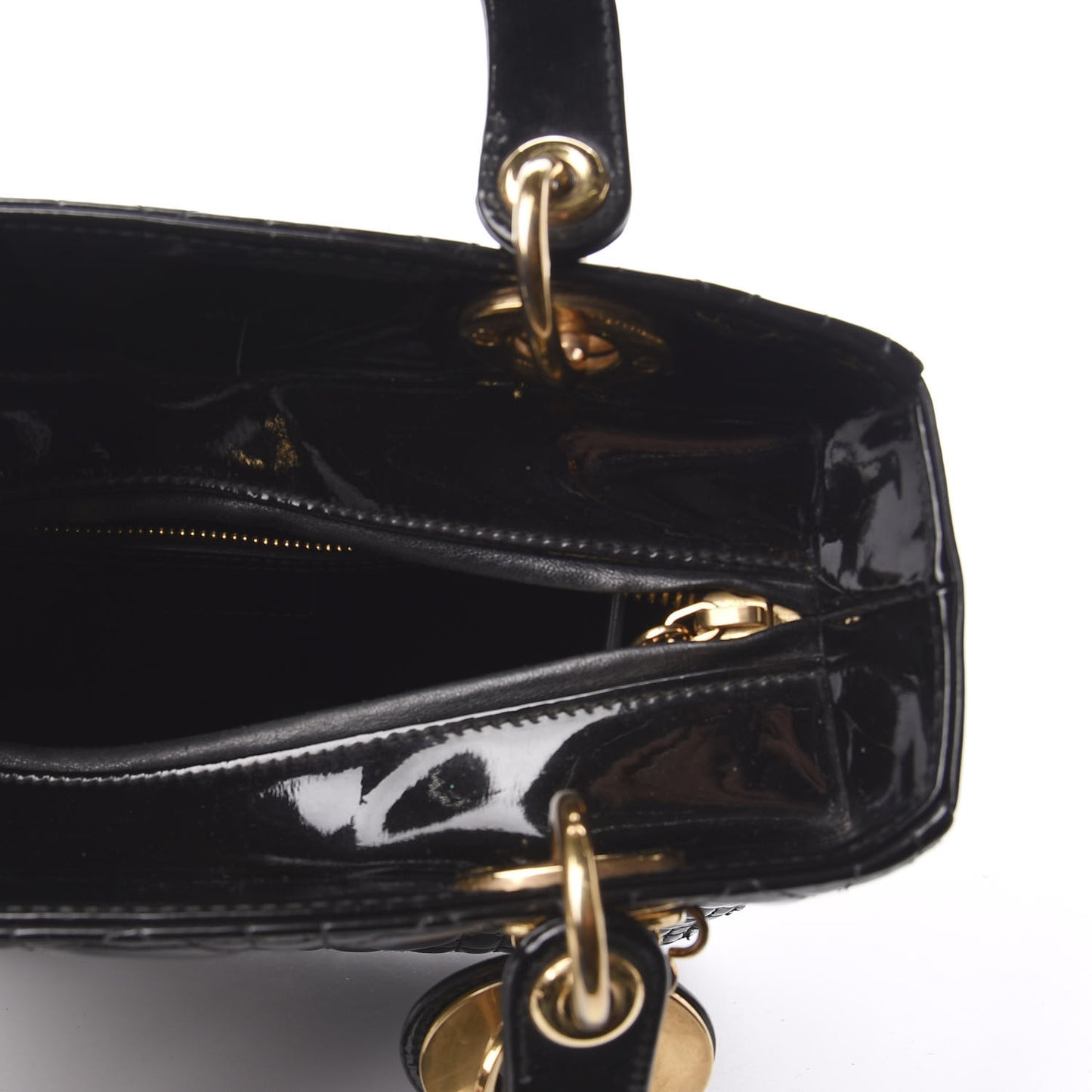 Patent Cannage Medium Lady Dior Black
