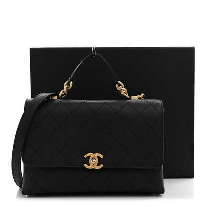 Chanel Caviar Diamond Stitched Small Top Handle Flap Black 11 of 11