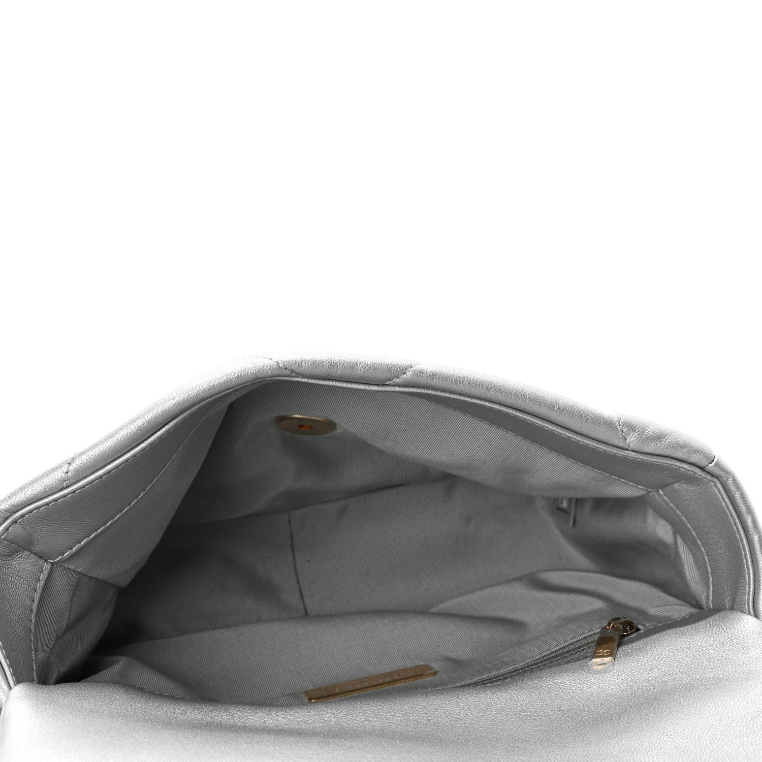 Chanel Metallic Goatskin Quilted Medium Chanel 19 Flap Silver 4 of 4