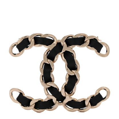Chanel Lambskin Chain CC Brooch Black Gold 1 of 4
