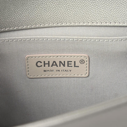 Chanel Metallic Caviar Quilted Medium Boy Flap Silver 6 of 15