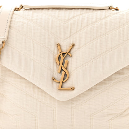 Saint Laurent Cotton Gauze Y Quilted Monogram Small Loulou Chain Satchel Vanilla Ice 8 of 10