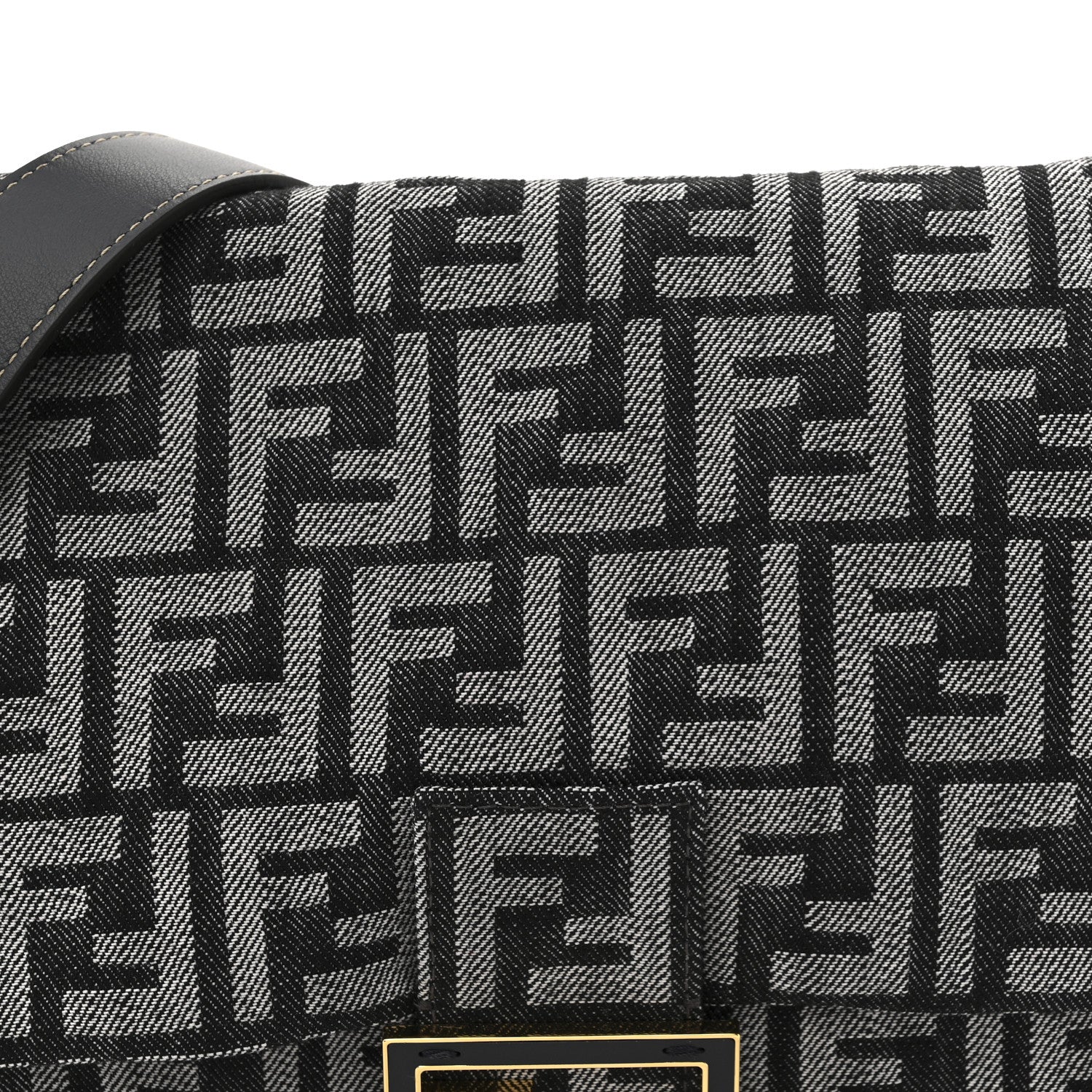 Fendi Denim Effect Fabric Jacquard FF Vitello Grace Medium Mamma Baguette Dark Blue 8 of 10
