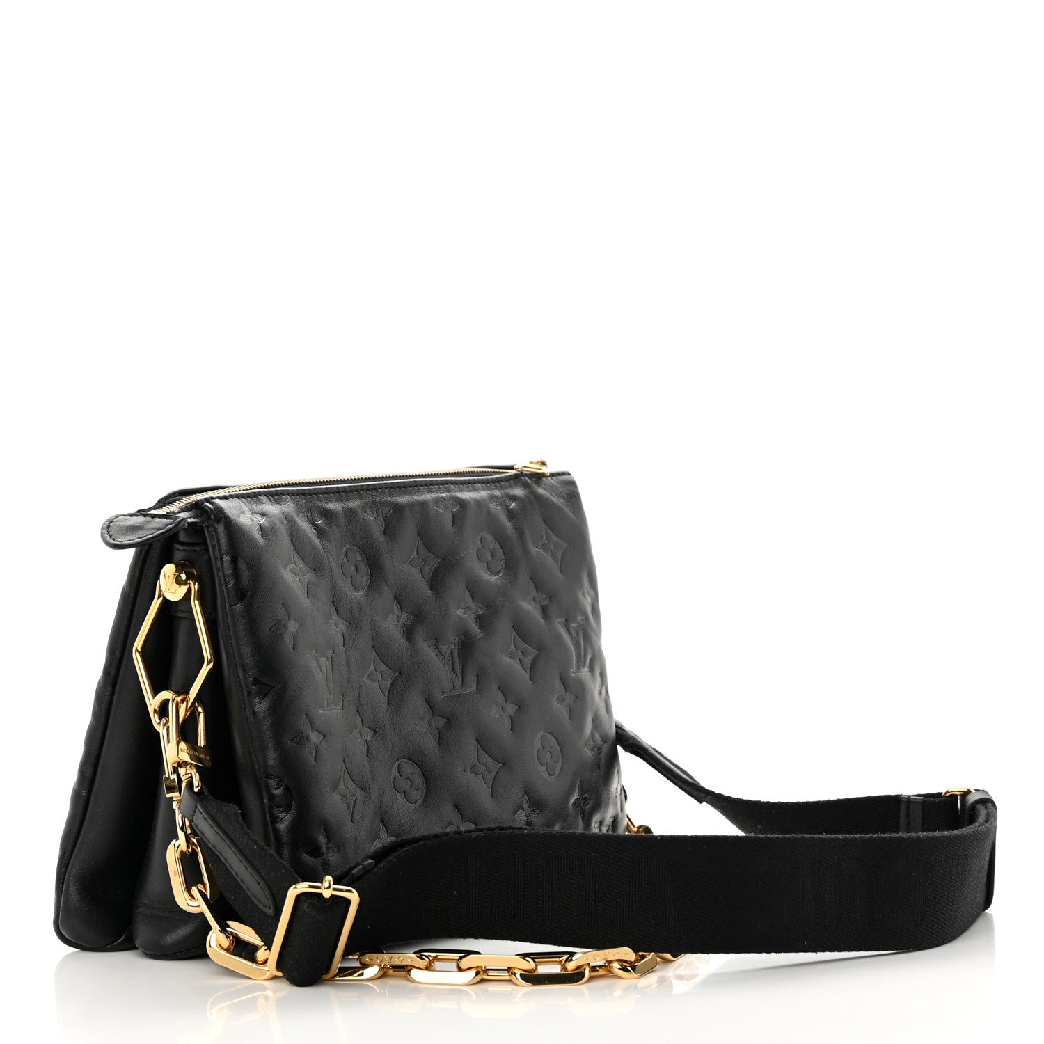 Louis Vuitton Lambskin Embossed Monogram Coussin PM Black 3 of 15