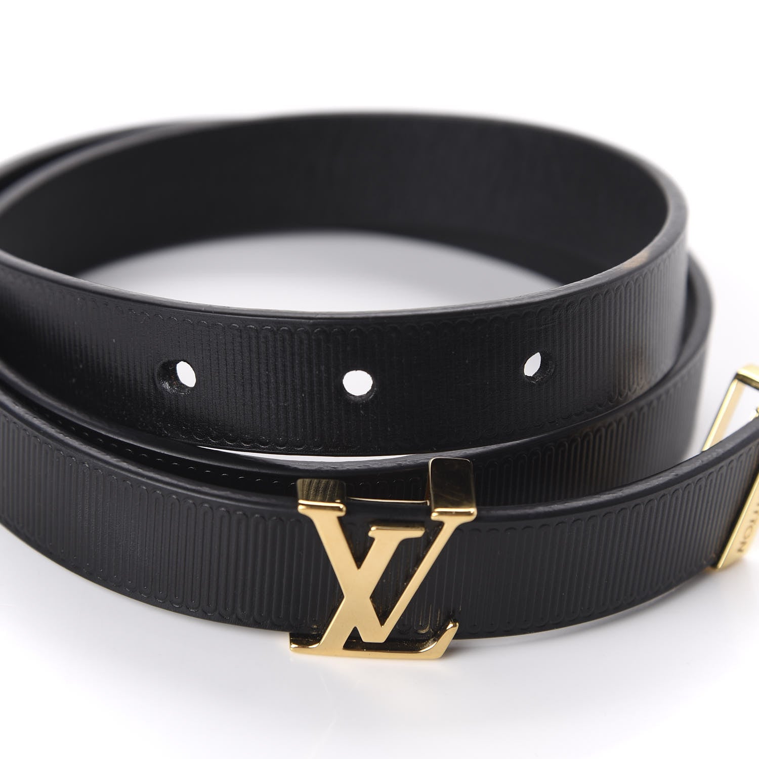 Louis Vuitton Calfskin Embossed LV Initiales Belt 70 28 Black 3 of 6