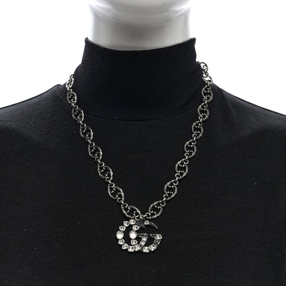 Gucci Metal Crystal Marmont Necklace Aged Silver 2 of 5