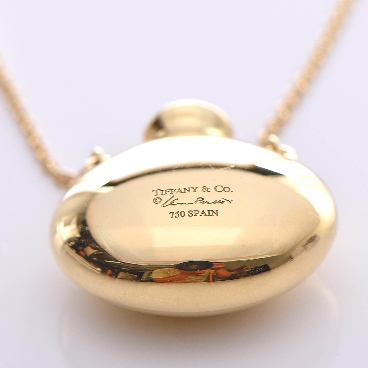 Tiffany 18K Yellow Gold Elsa Peretti Bottle Open Bottle Pendant Necklace 5 of 6
