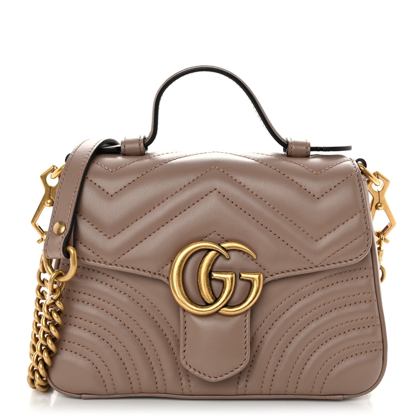 Calfskin Matelasse GG Marmont Top Handle Shoulder Bag Porcelain Rose