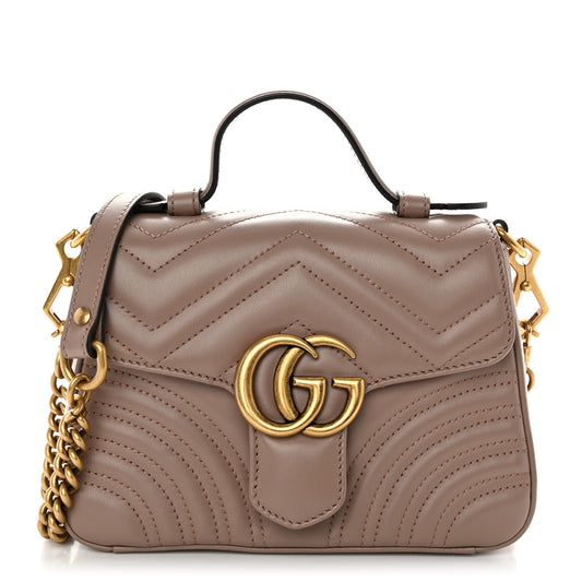 Calfskin Matelasse GG Marmont Top Handle Shoulder Bag Porcelain Rose