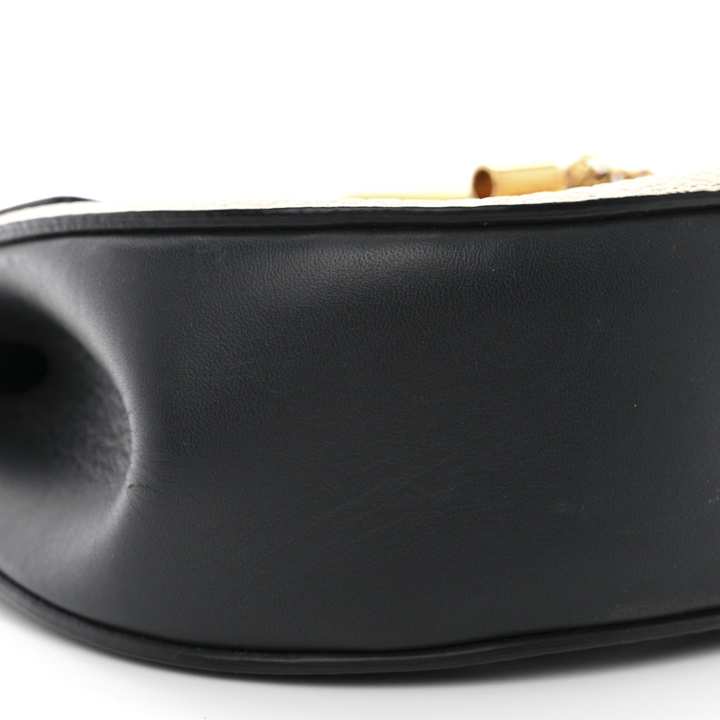 Grained Calfskin Lambskin Mini Bi-Color Drew Shoulder Bag Ivory Black