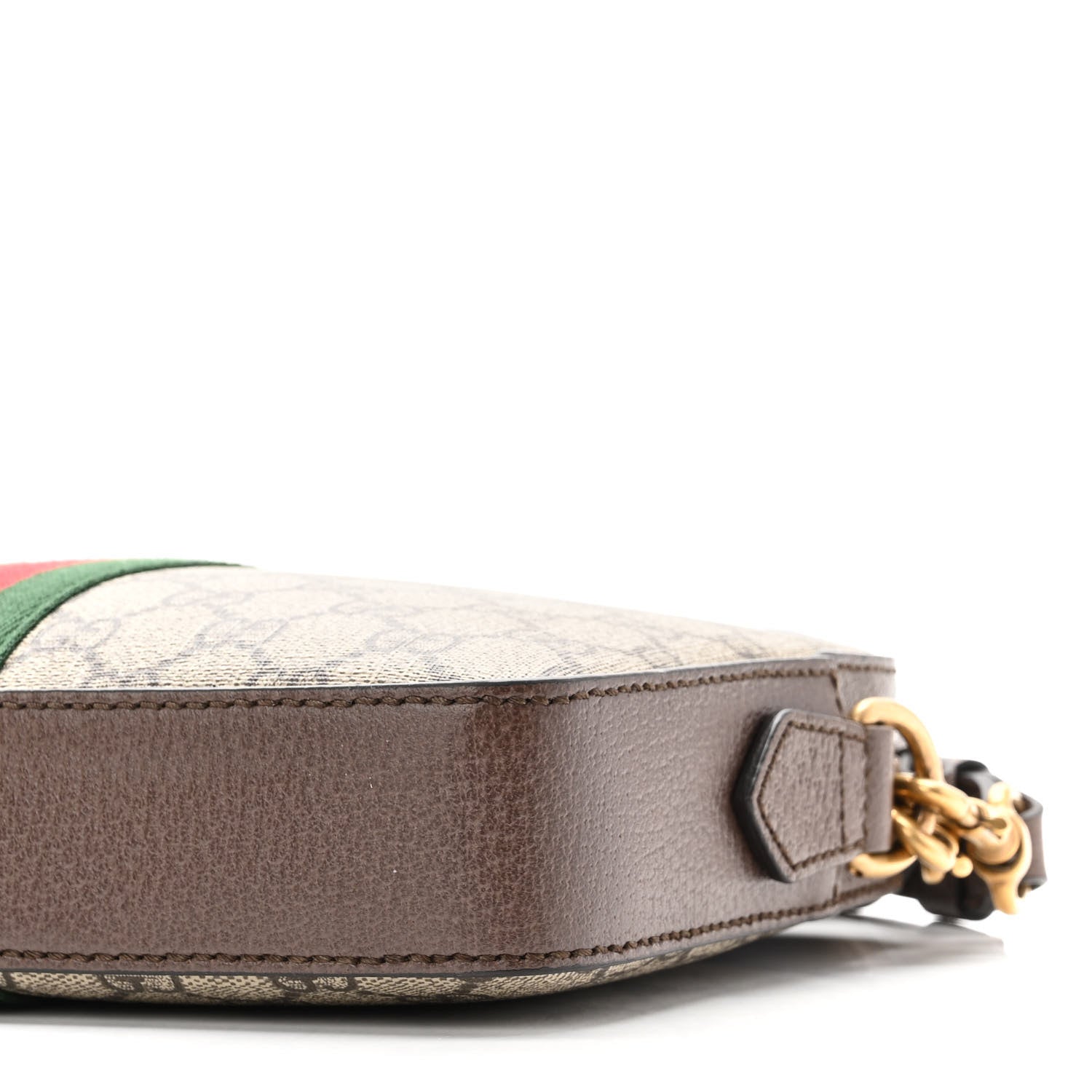 Gucci GG Supreme Monogram Textured Dollar Calfskin Web Ophidia Wristlet Shoulder Bag Beige Ebony New Acero 9 of 10
