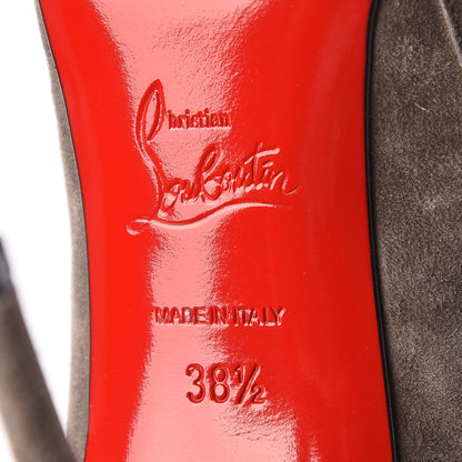 Christian Louboutin Veau Velours Fifi Botta 100 Knee Boots 38.5 Cendre 7 of 9