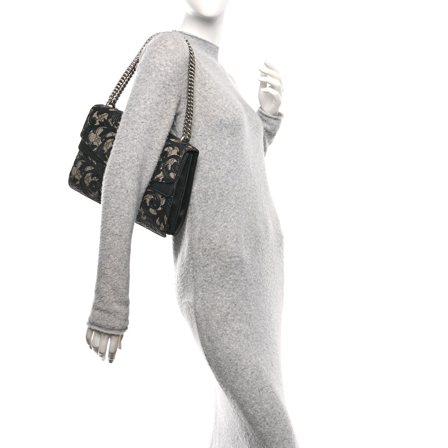 GG Supreme Monogram Arabesque Medium Dionysus Shoulder Bag Black