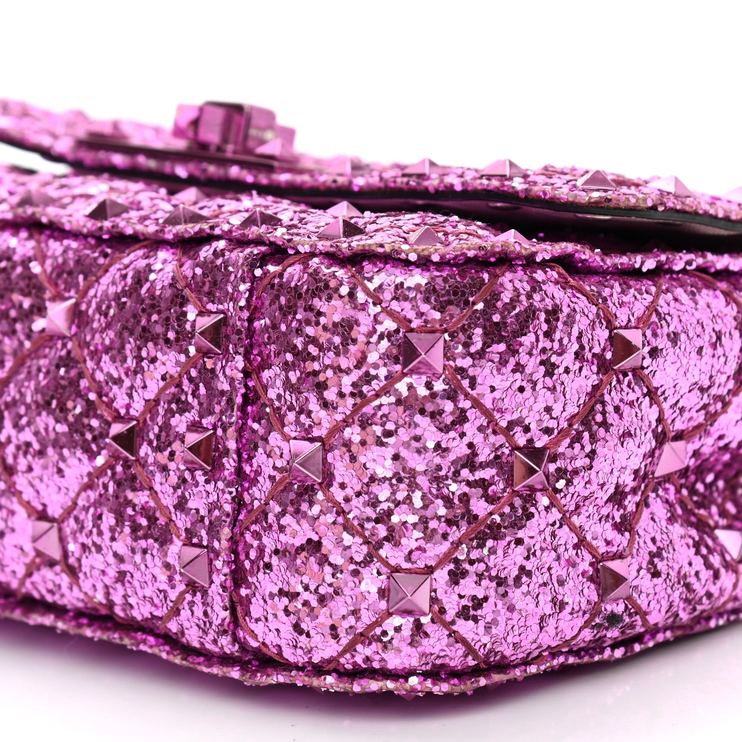 Valentino Garavani Glitter Mini Rockstud Spike Shoulder Bag Water Lilac 10 of 13