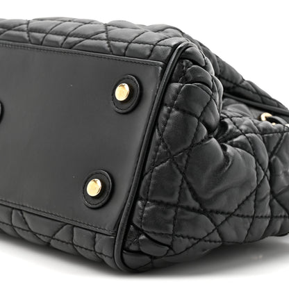 Christian Dior Lambskin Cannage Side Pocket Satchel Black 9 of 12